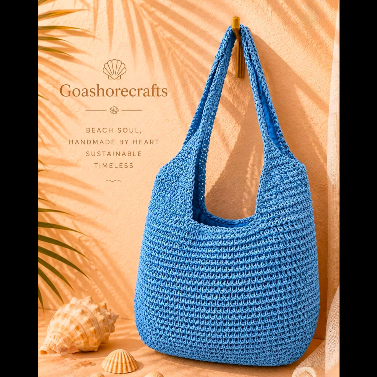 Hand-Crochet Cream Boho Beach Shoulder Tote