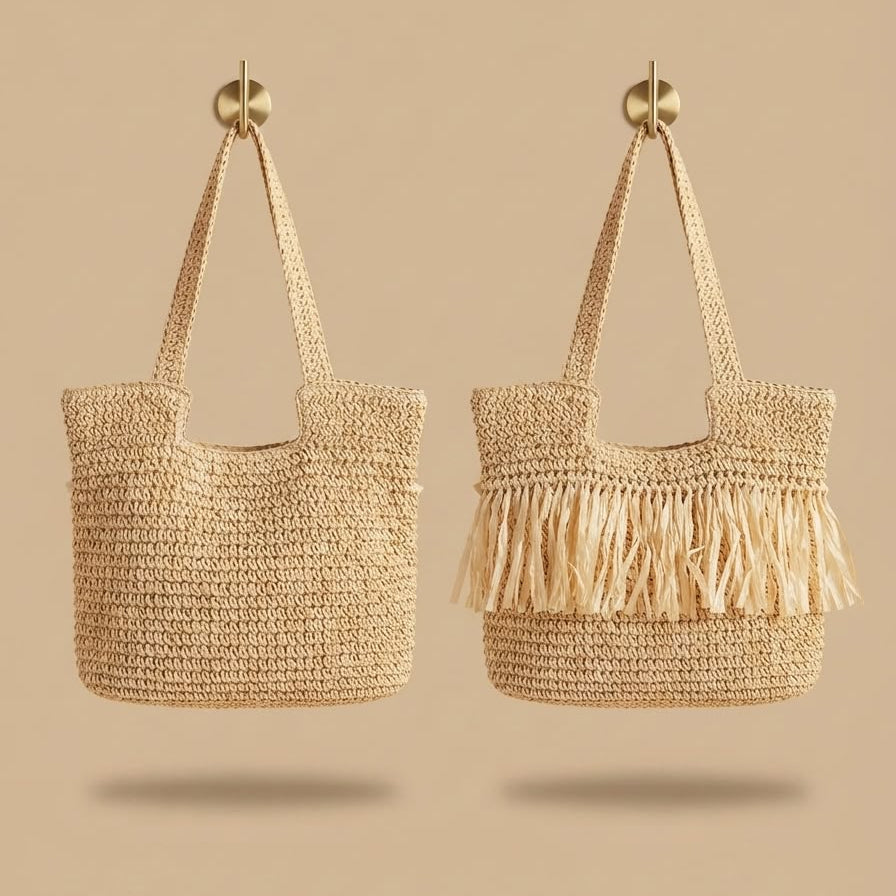 Raffia Fringe Handwoven Beach Tote