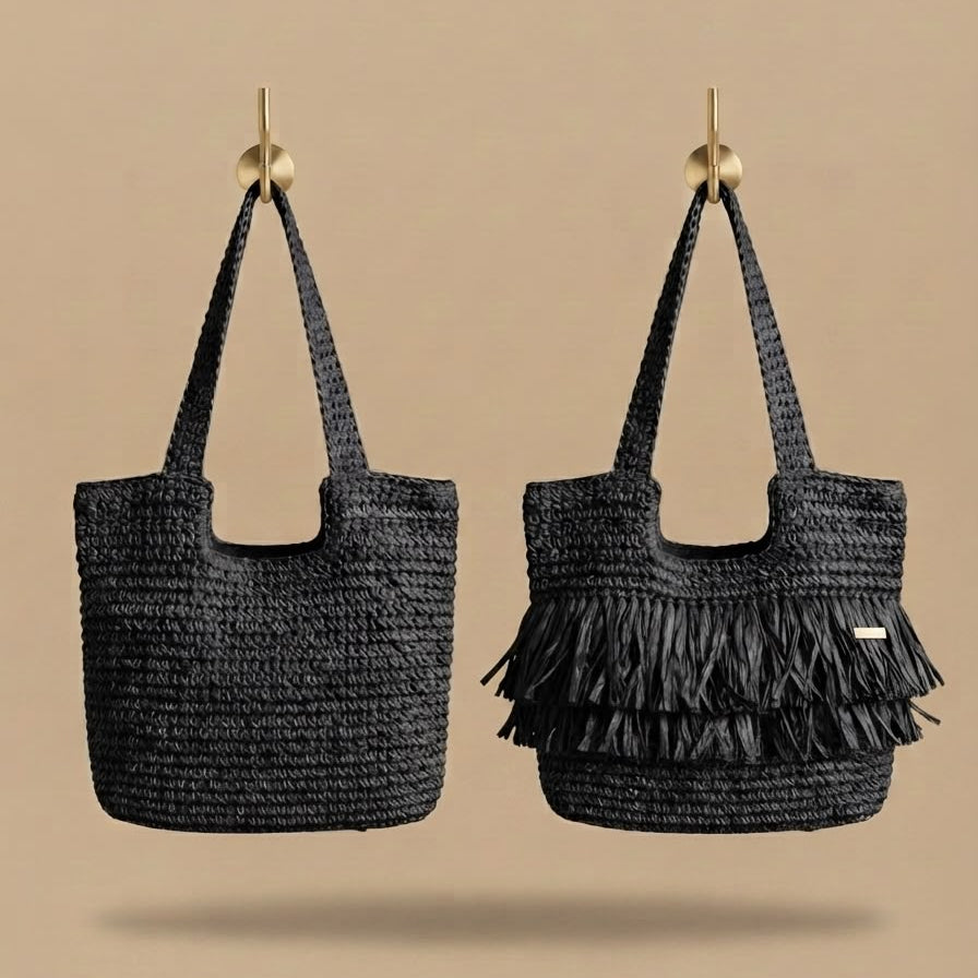Raffia Fringe Handwoven Beach Tote