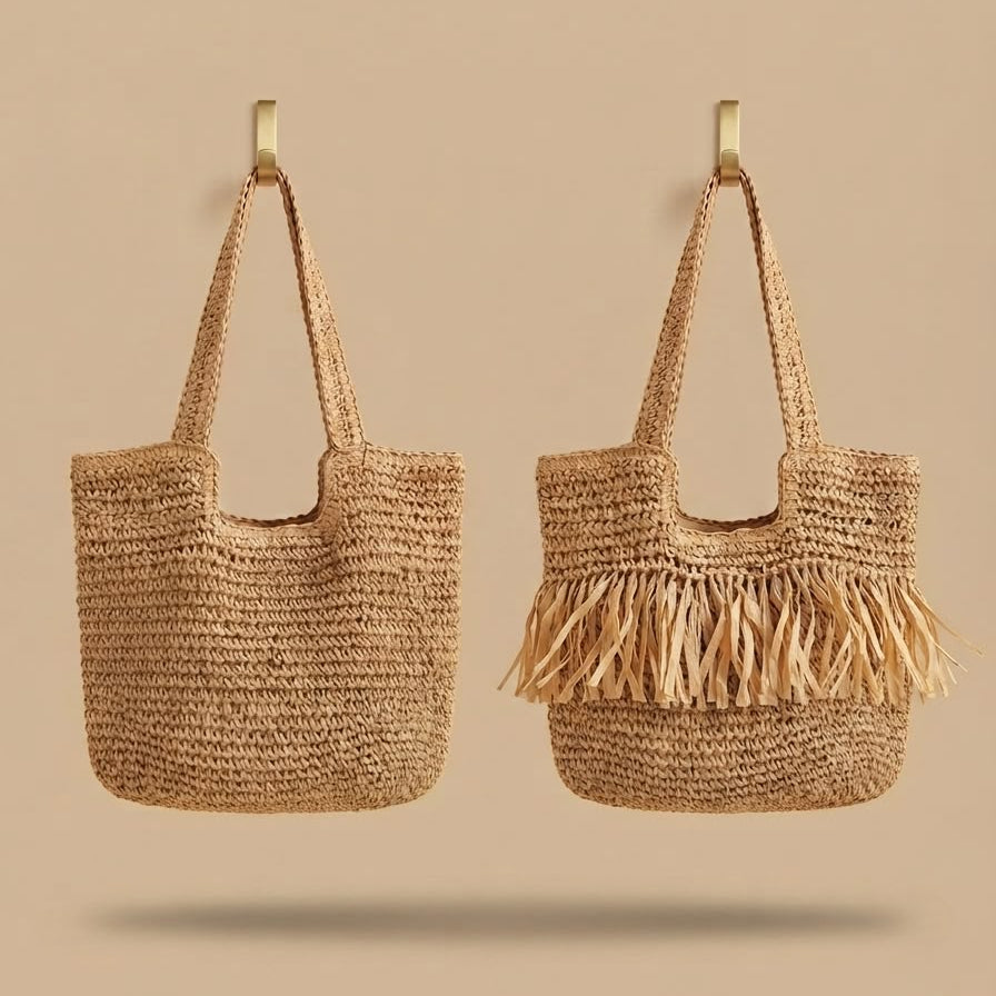 Raffia Fringe Handwoven Beach Tote