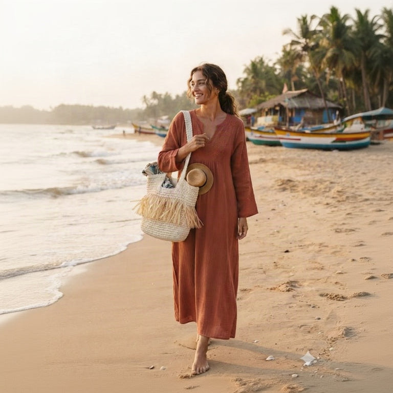 Raffia Fringe Handwoven Beach Tote