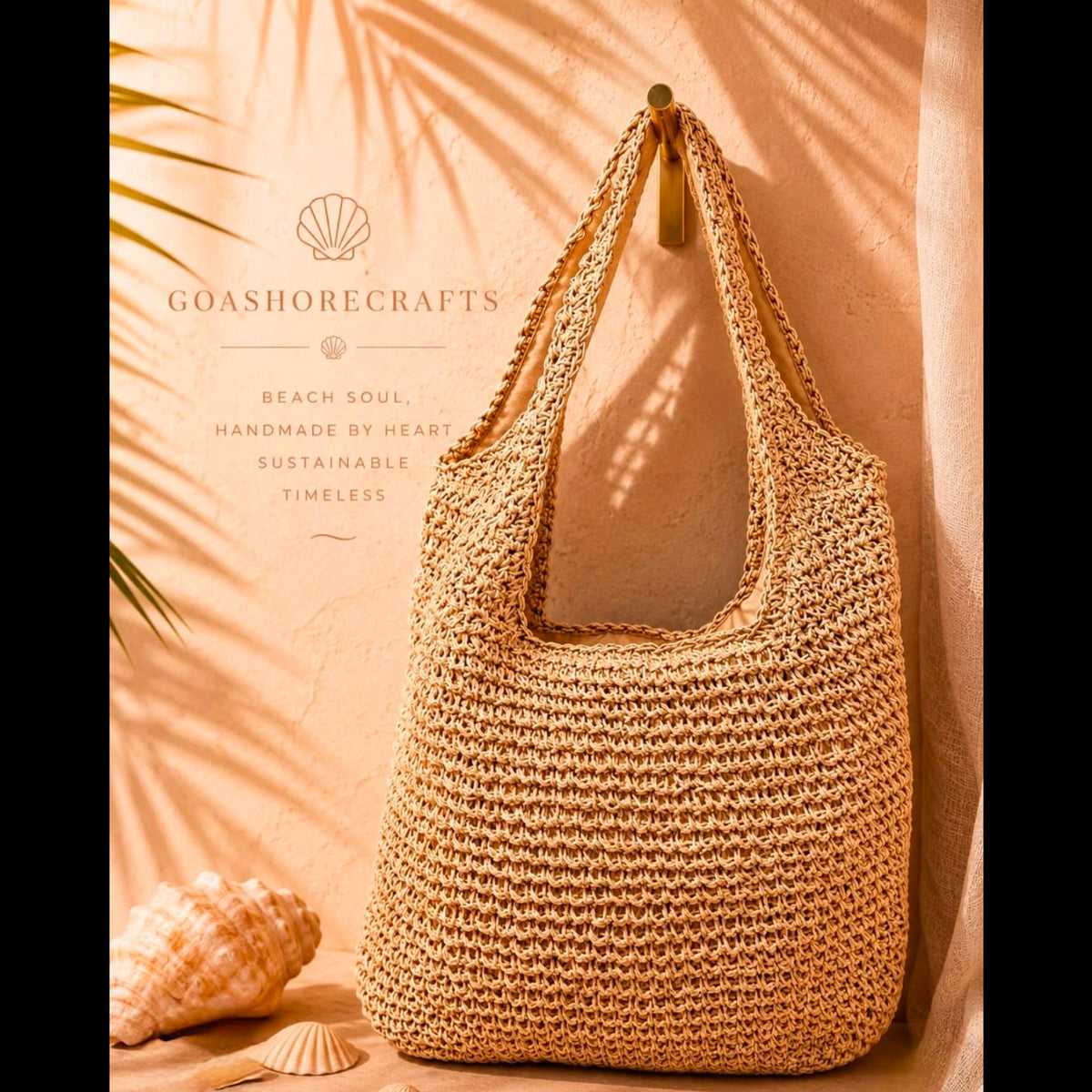 Hand-Crochet Cream Boho Beach Shoulder Tote