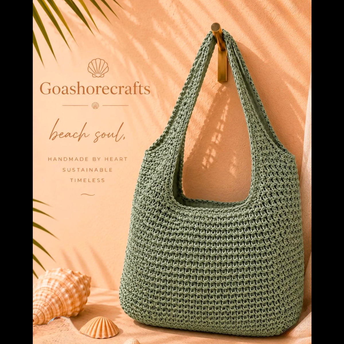 Hand-Crochet Cream Boho Beach Shoulder Tote