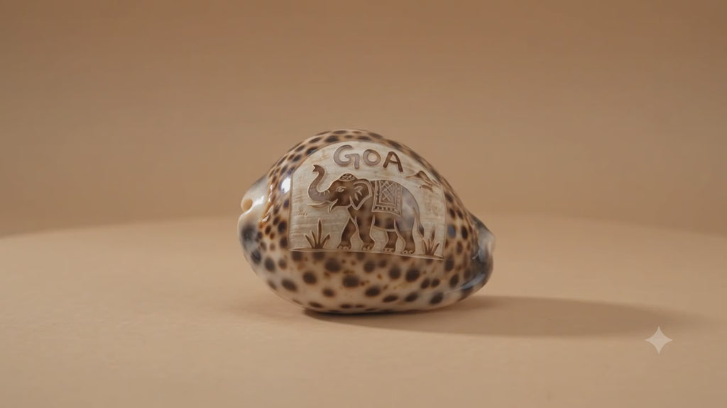 Authentic Goa Keepsake: Painted Elephant Cowrie Shells (Pack of 5)